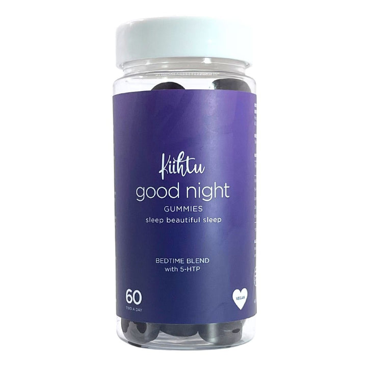 Good Night Sleep Gummies by Kiihtu contain a high level of 5-HTP.  This bedtime blend has been formulated to help you find longer deeper sleeps.  